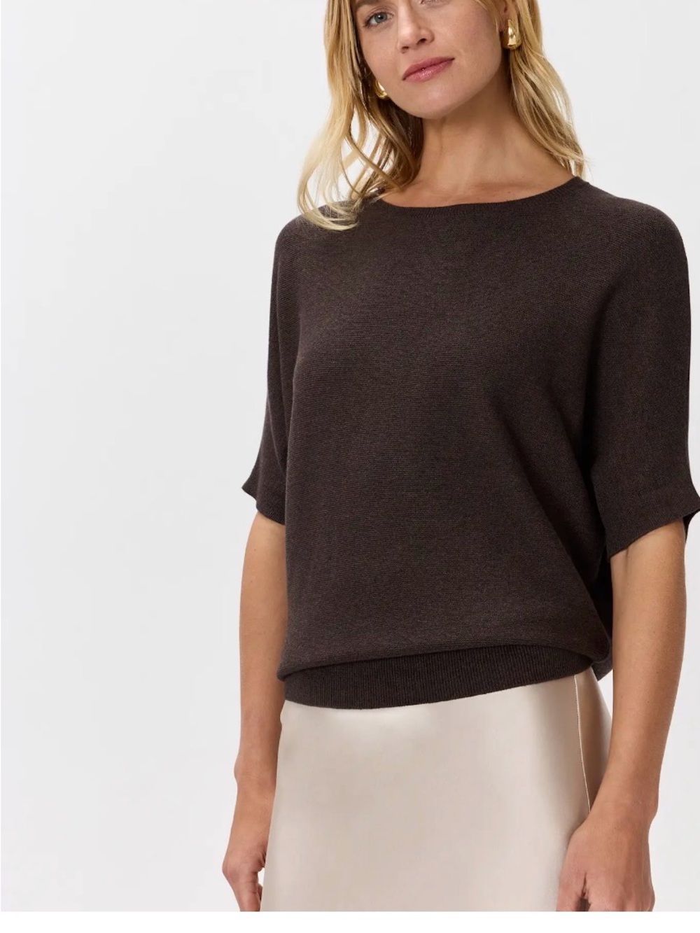 Quince cotton cashmere lightweight sweater - mocha brown